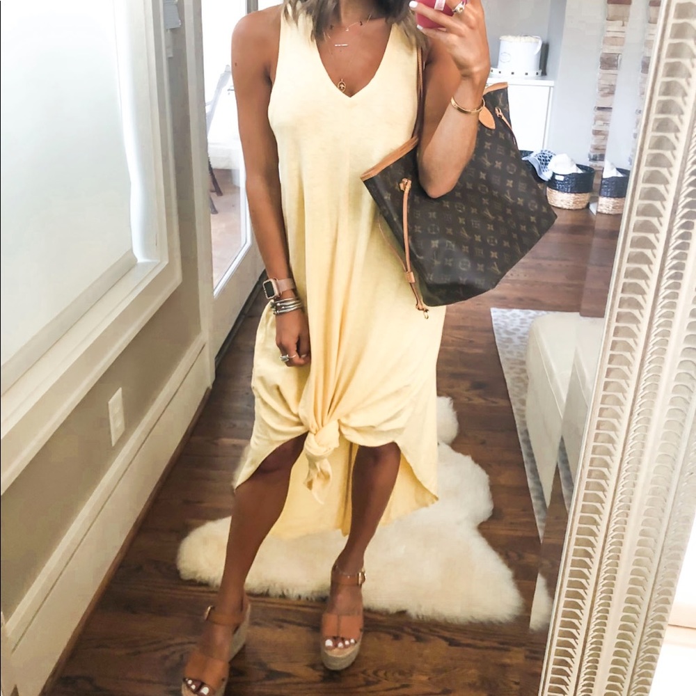 Yellow maxi dress size xs